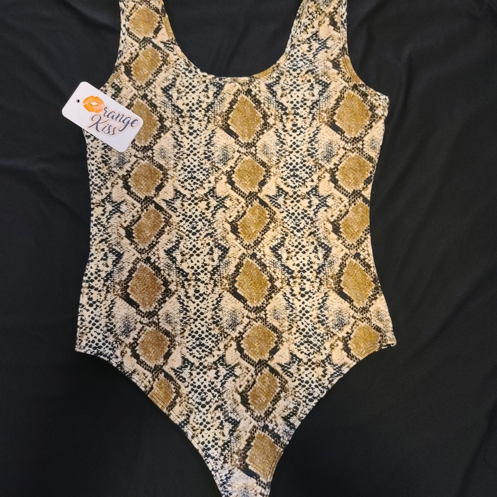Yellow and Black Snake skin Body Suit